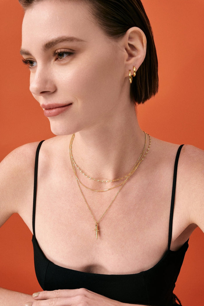 Gold Sequin Chain Necklace - Flaire & Co.