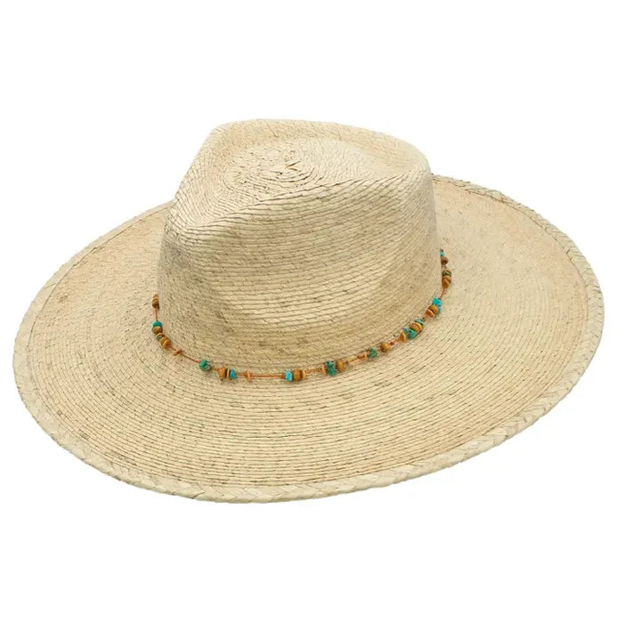 Serena Palm Leaf Blue Shells Resort Hat