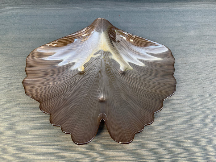 Set of 3 Iridescent Glass Gingko Leaf Trays