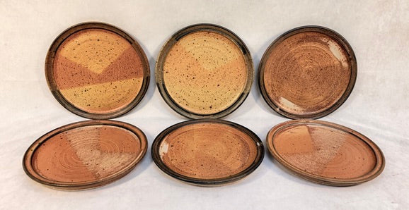 Set of 6 Glazed Stoneware Plates and Salt & Pepper Shakers