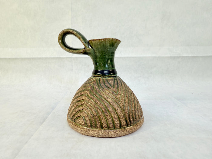 Set of Stoneware Cruet and 2 Plates