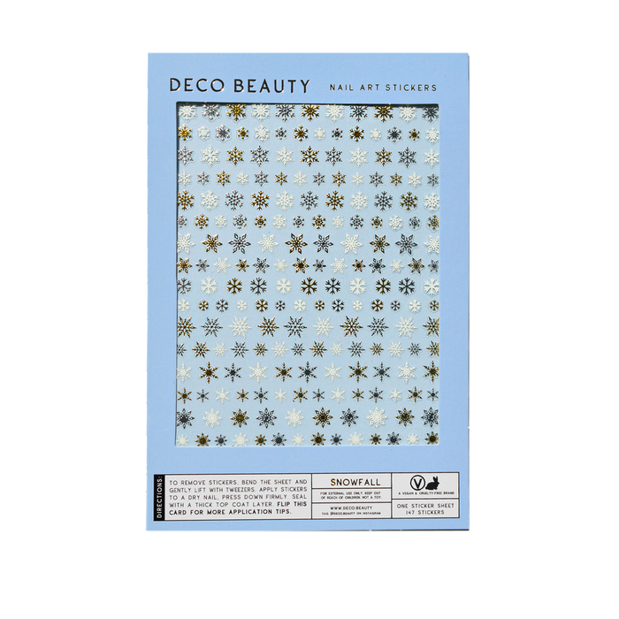 Snowfall nail art sheet flatlay