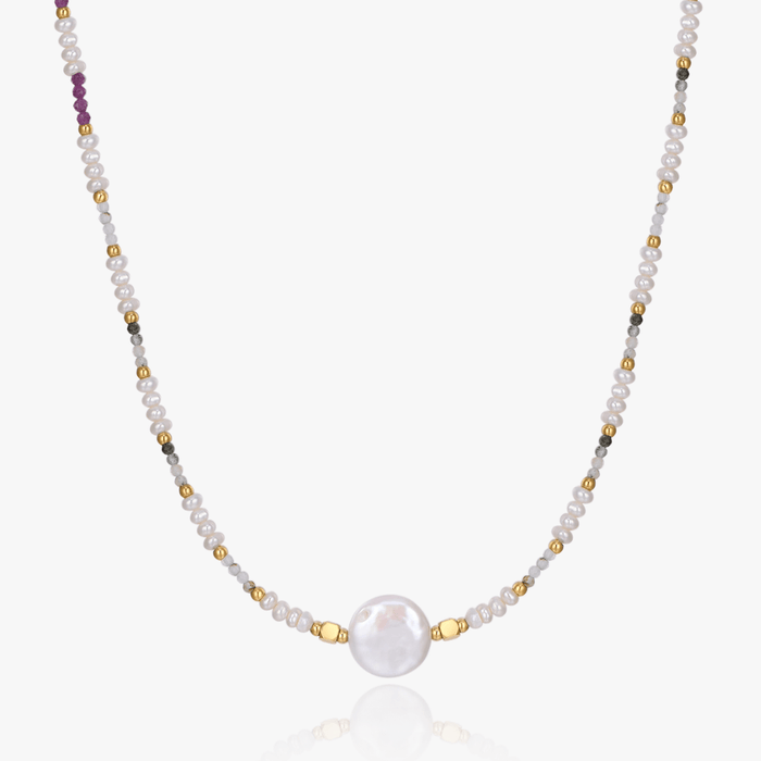Solis Button Pearl Necklace - Flaire & Co.