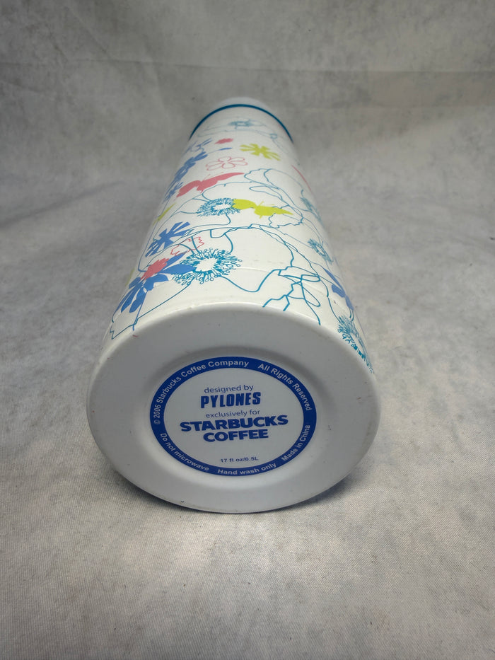 Starbucks 2006 Pylones 17 oz. Stainless Steel Pastel Floral Thermos