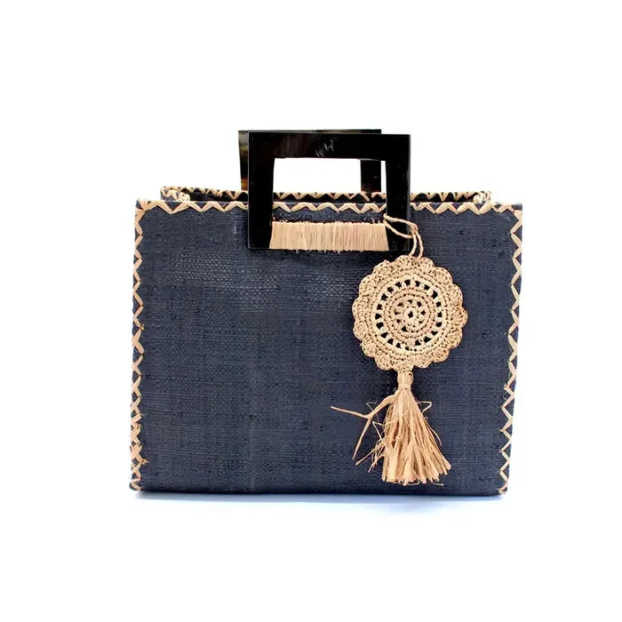 Stevie Square Straw Handbag