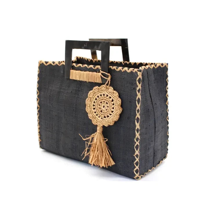 Stevie Square Straw Handbag