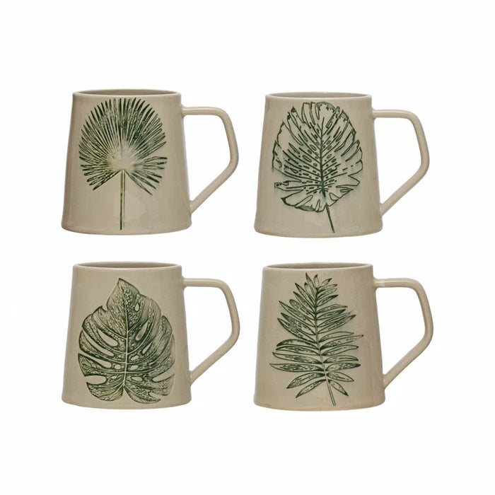 Stoneware Mug Debossed Leaf