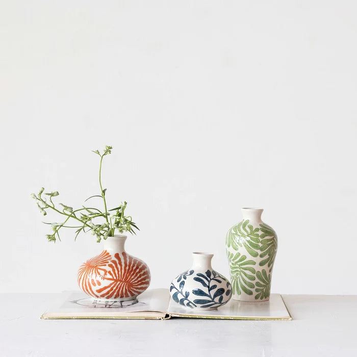 Stoneware Vases w/ Abstract Designs