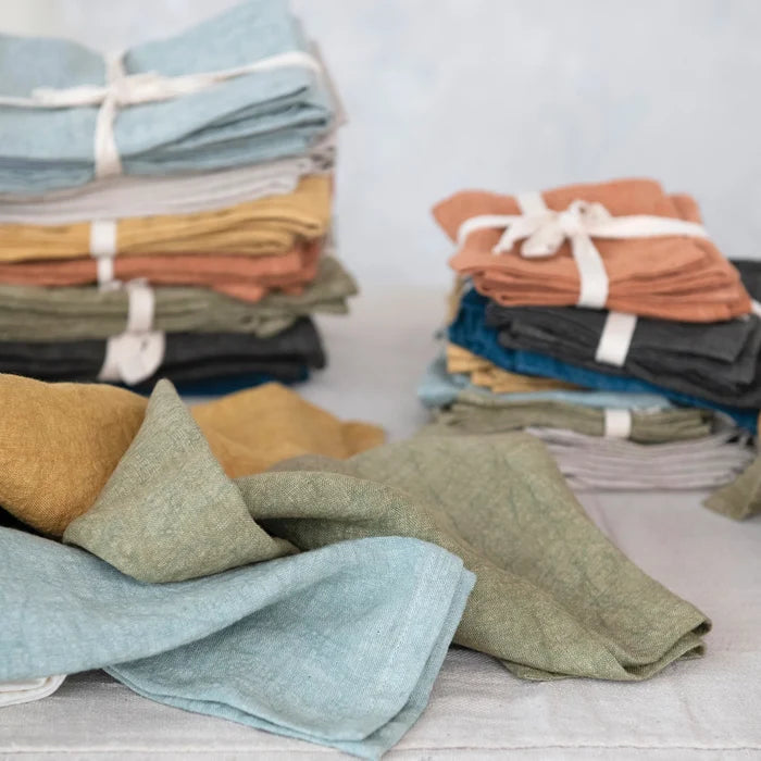 Stonewashed Linen Cocktail Napkins, Set/4