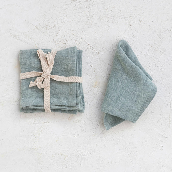 Stonewashed Linen Cocktail Napkins, Set/4
