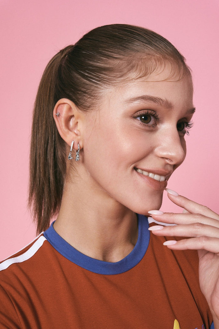 Storybook Bow Titanium Flat Back Stud - Flaire & Co.