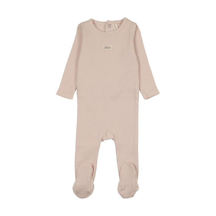 Striped bebe footie-dusty pink