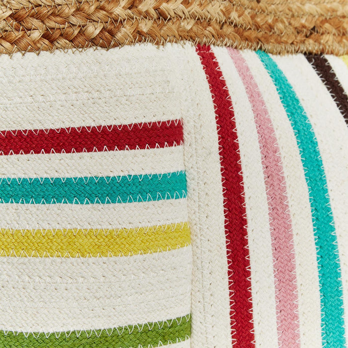 Striped Woven Jute Tote Bag