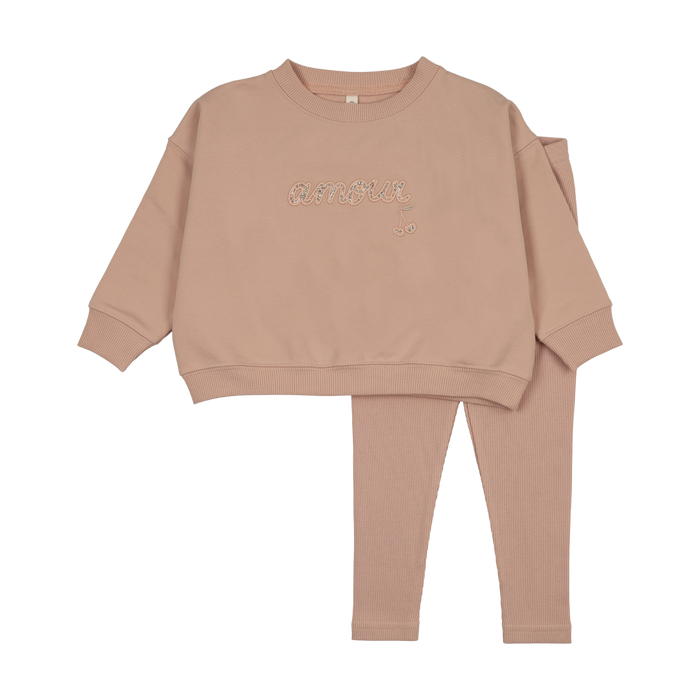 Sweatshirt set - floral-dusty pink
