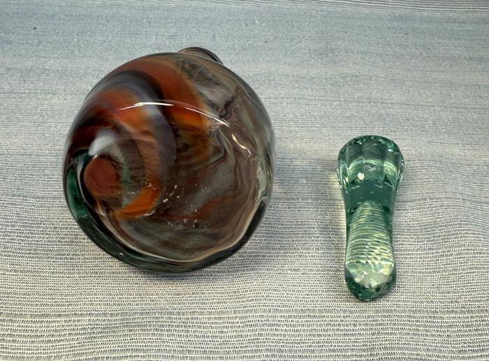 Swirl Browns and White Blown Glass Cruet