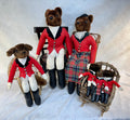 Tally-Ho Fox Family Shelf Plush Dolls with Chairs - Lot of 6 Foxes, 4 Chairs
