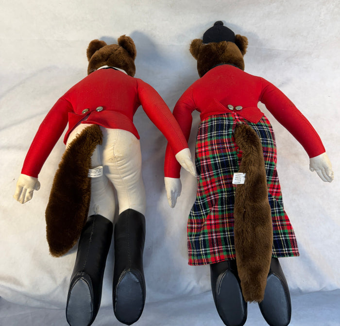Tally-Ho Fox Family Shelf Plush Dolls with Chairs - Lot of 6 Foxes, 4 Chairs