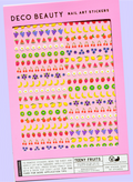 Teeny Fruits sheet flat lay on purple background