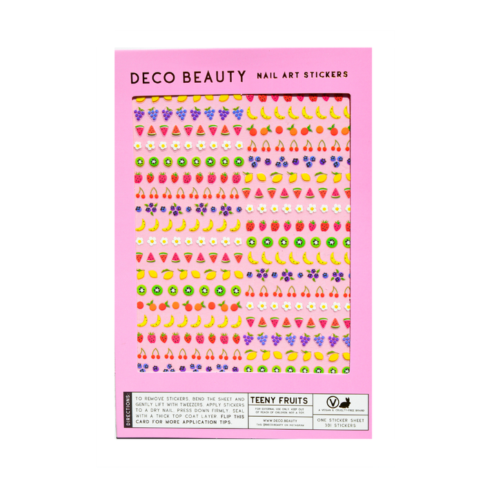 Teeny Fruits sheet flat lay on white background