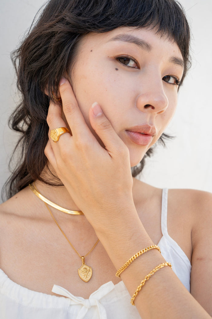 Thick Herringbone Necklace Gold (Unisex) - Flaire & Co.