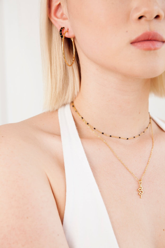 Thin Bamboo Large Gold Hoops - Flaire & Co.