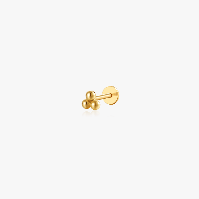 Trio Bead Titanium Flat Back Stud (Single) - Flaire & Co.