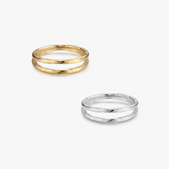 Two Layered Thin Band Ring - Flaire & Co.