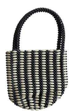 Two-Tone Bead Handbag with Stripe