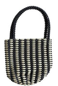 Two-Tone Bead Handbag with Stripe
