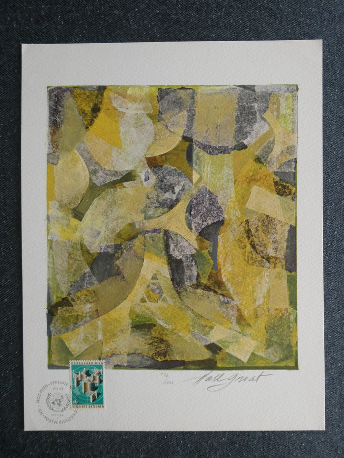 United Nations First Day Issue Stamped Print, 1979 - Hall Groat Mixed Media Collage