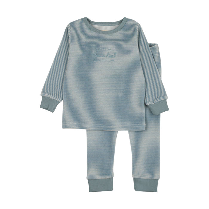 Velour Lounge Set-Blue Stripe