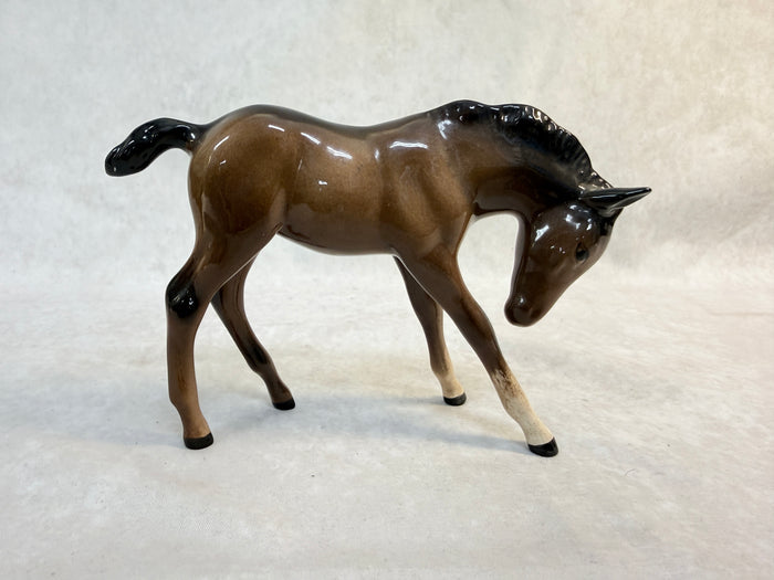 Vintage Beswick England Gamboling Foal #815 & Head Down Horse #947 Figurines - Set of 2