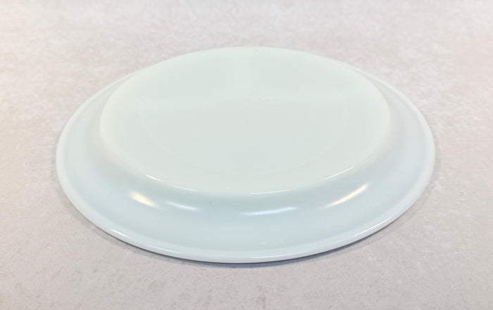 Vintage Pyrex Tableware, 9.5" Milk Glass Divided Plate with Double Green Rings - Lot of 4