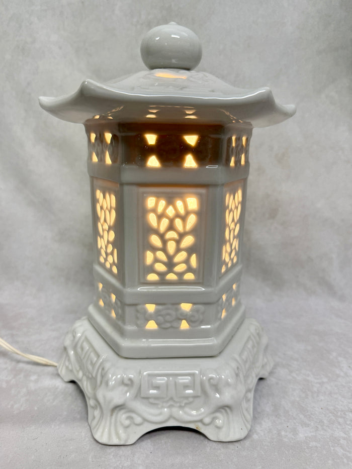 White Ceramic Blanc de Chine Lantern 12" Lamp