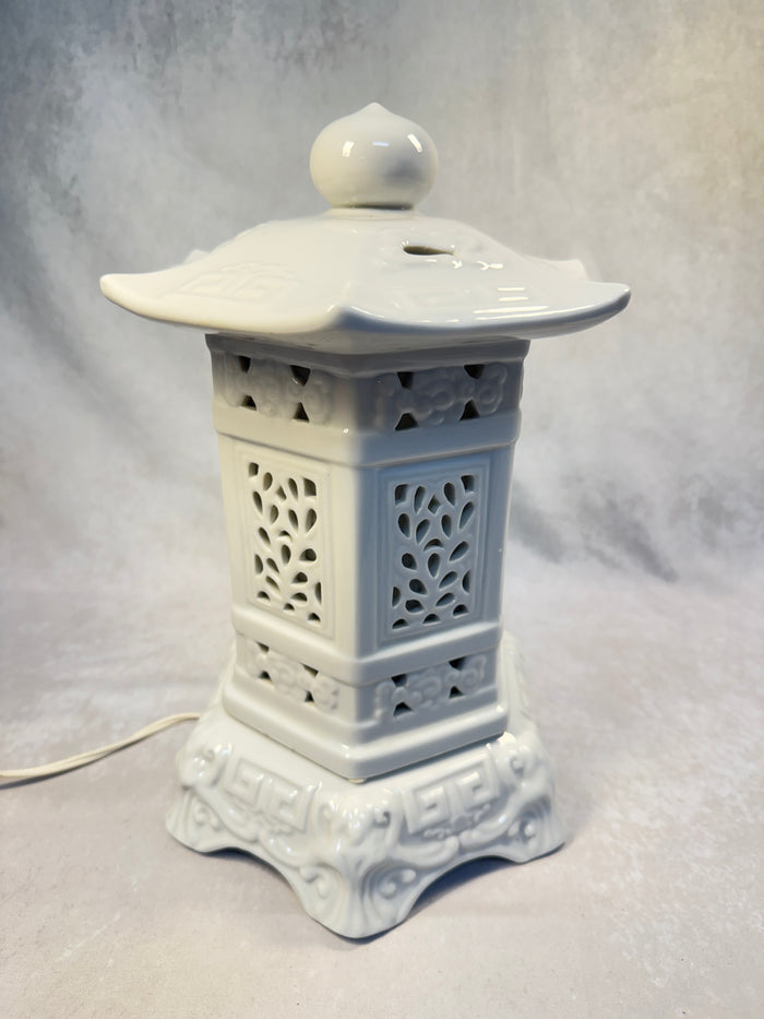 White Ceramic Blanc de Chine Lantern 12" Lamp