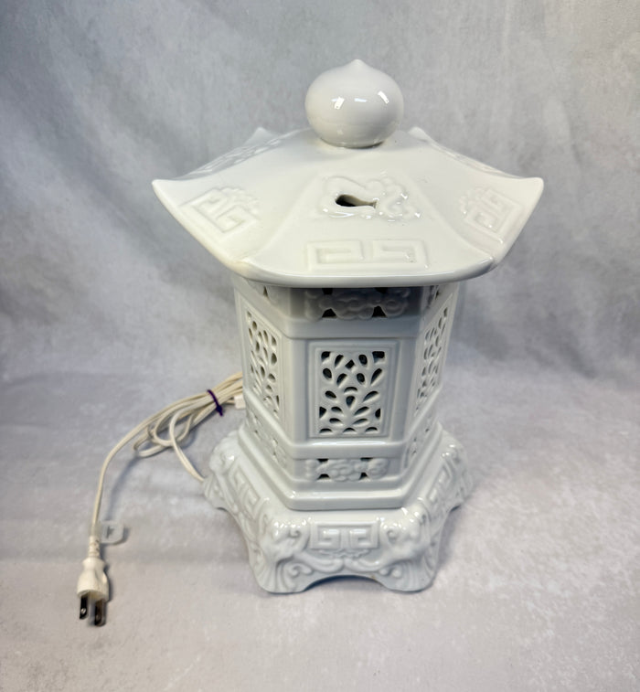 White Ceramic Blanc de Chine Lantern 12" Lamp
