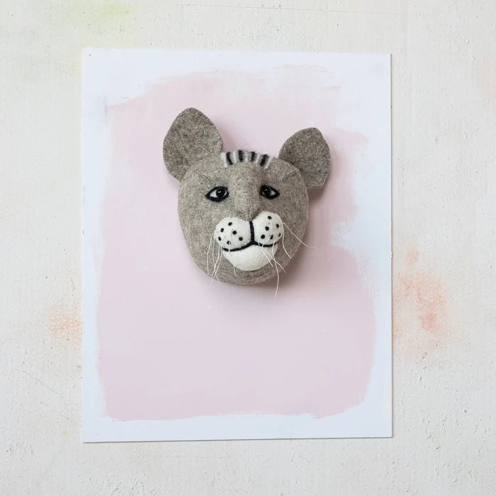 Felt animal head wall decor handmade from wool — dog design