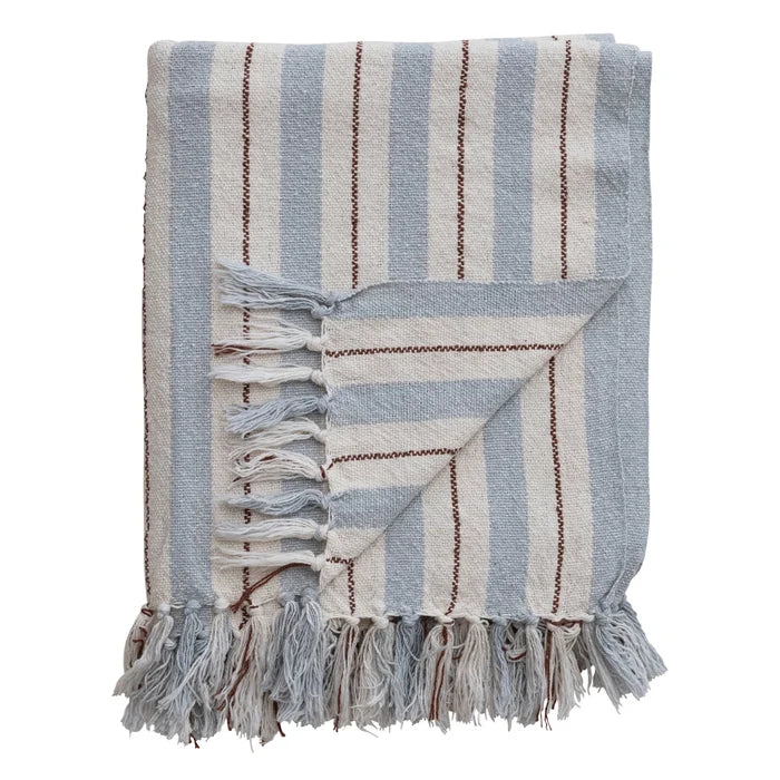 Woven Recycled Cotton Striped Throw